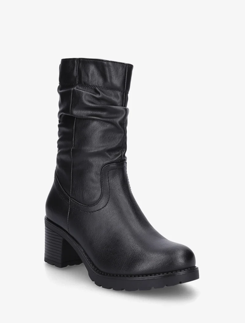 Bottines montantes effet froncé en simili - Noir