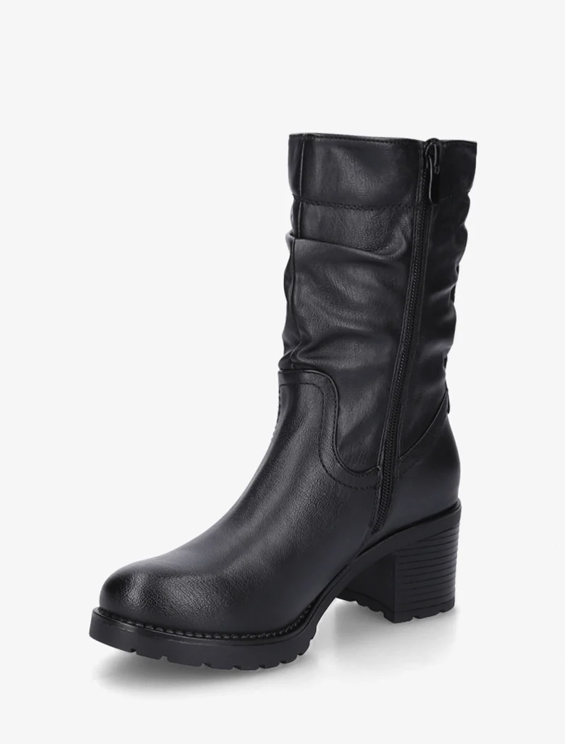 Bottines montantes effet froncé en simili - Noir