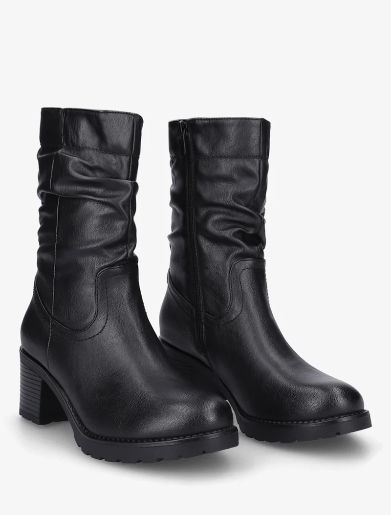 Bottines montantes effet froncé en simili - Noir