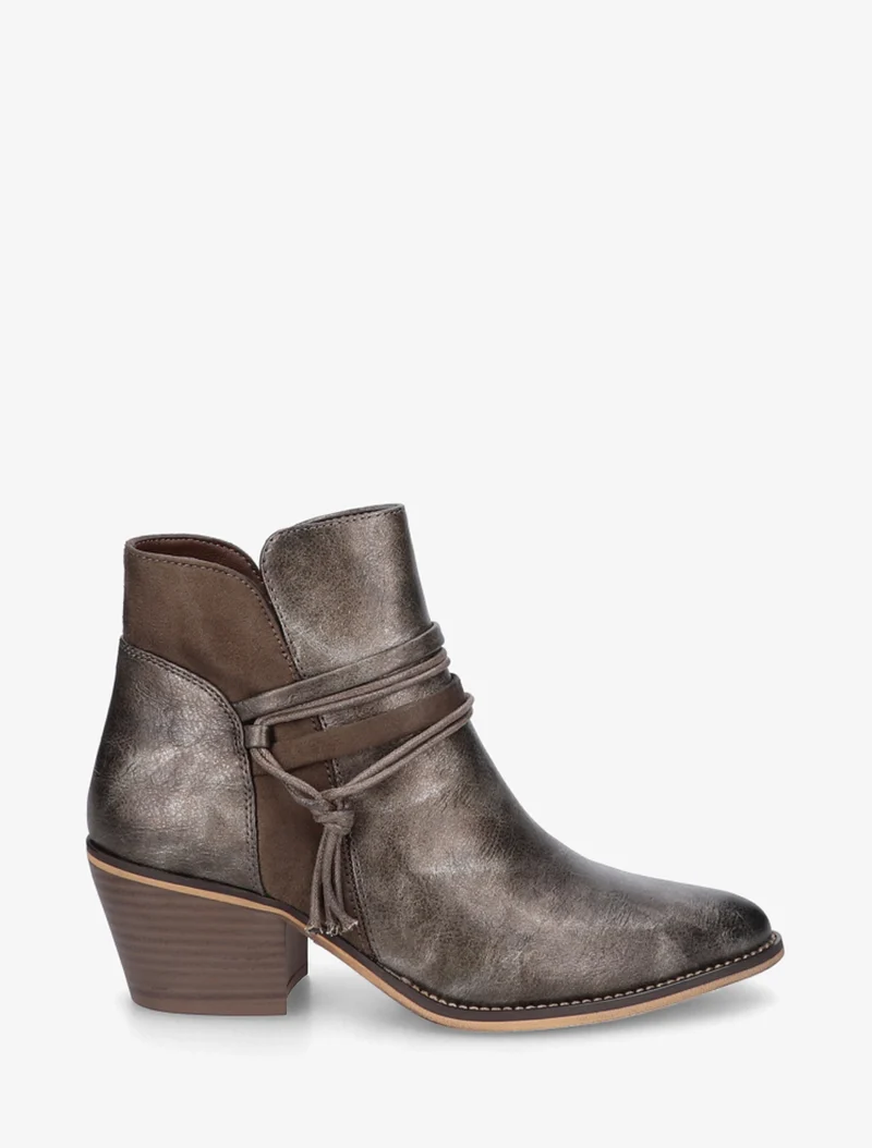 Bottines irisées à liens décoratifs - Taupe foncé