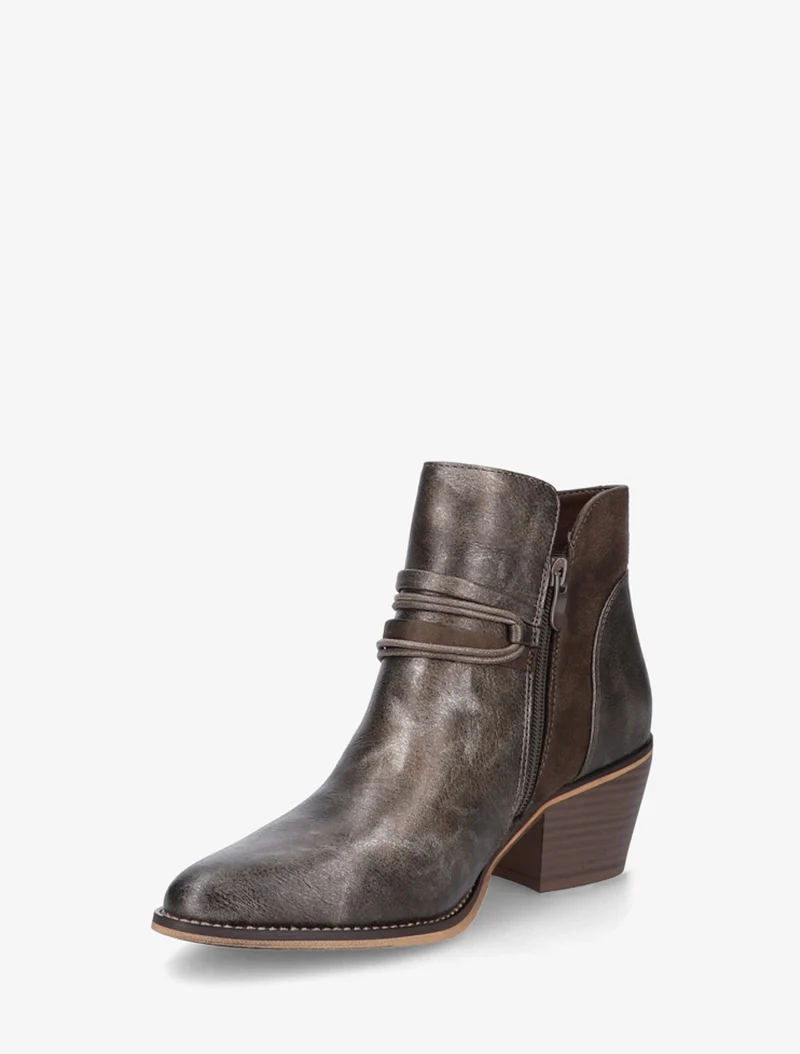 Bottines irisées à liens décoratifs - Taupe foncé