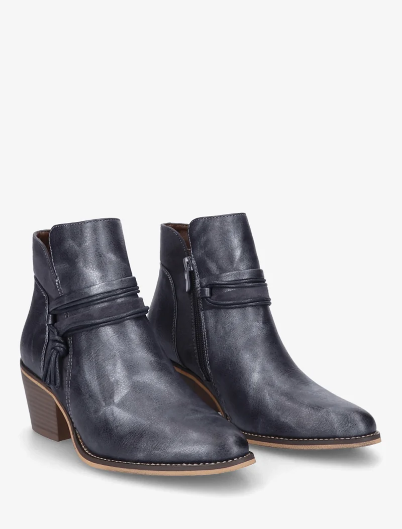 Bottines irisées à liens décoratifs - Bleu foncé