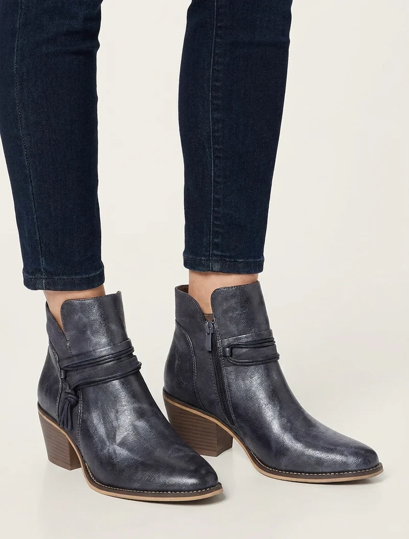 Bottines irisées à liens décoratifs - Bleu foncé