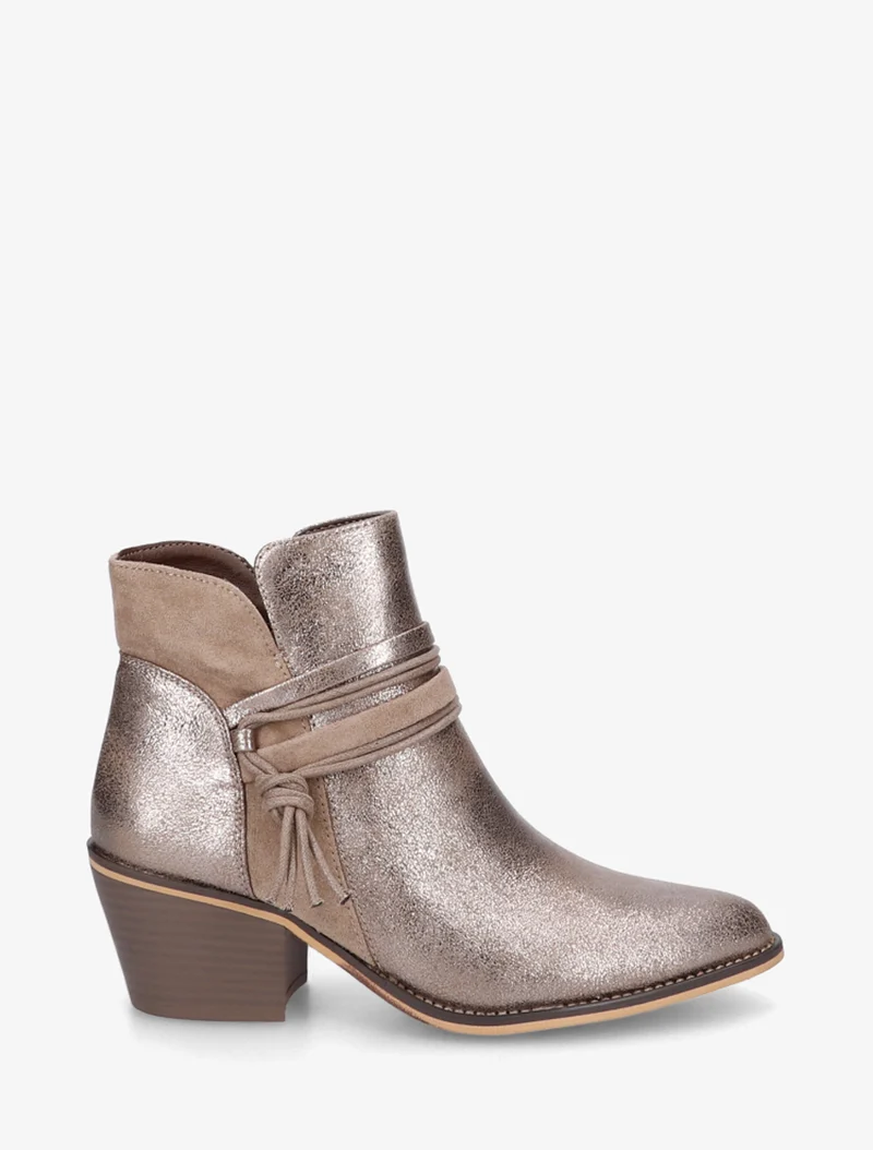 Bottines irisées à liens décoratifs - Taupe clair