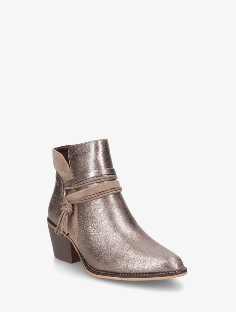 Bottines irisées à liens décoratifs - Taupe clair