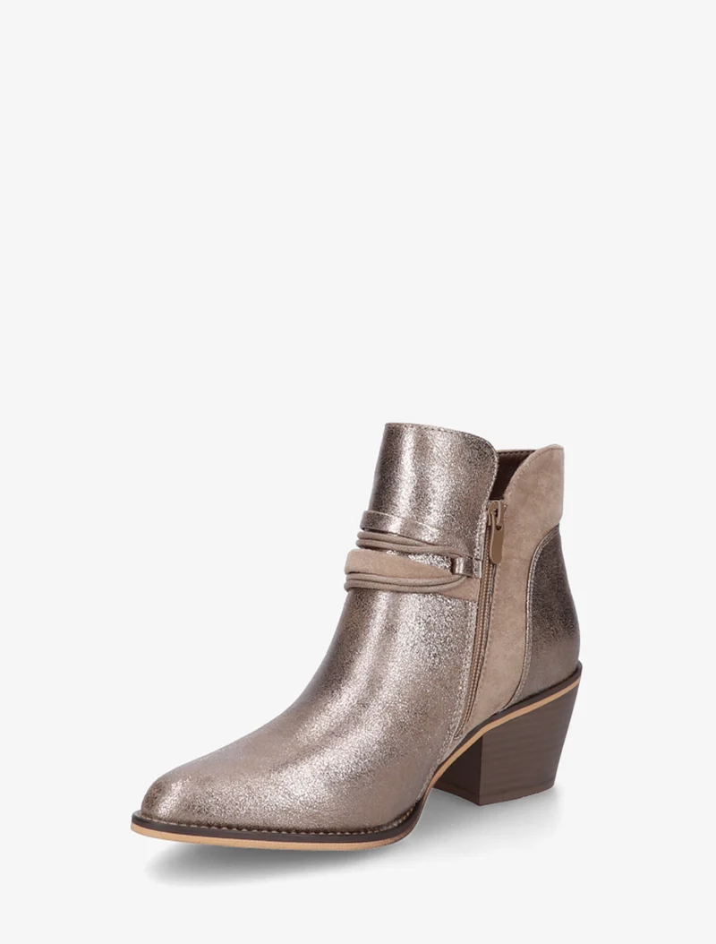 Bottines irisées à liens décoratifs - Taupe clair