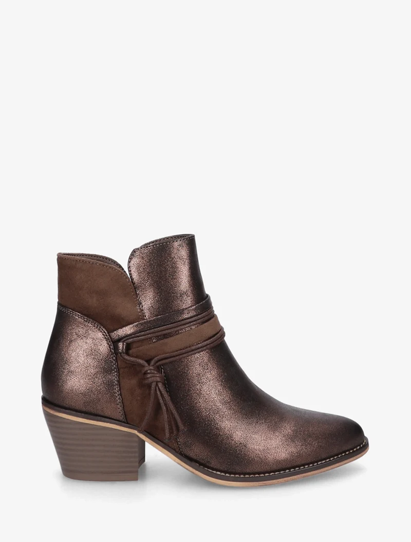 Bottines irisées à liens décoratifs - Marron
