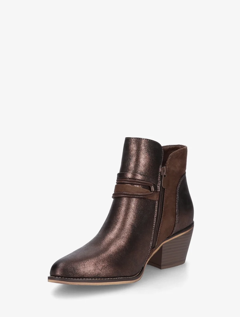 Bottines irisées à liens décoratifs - Marron