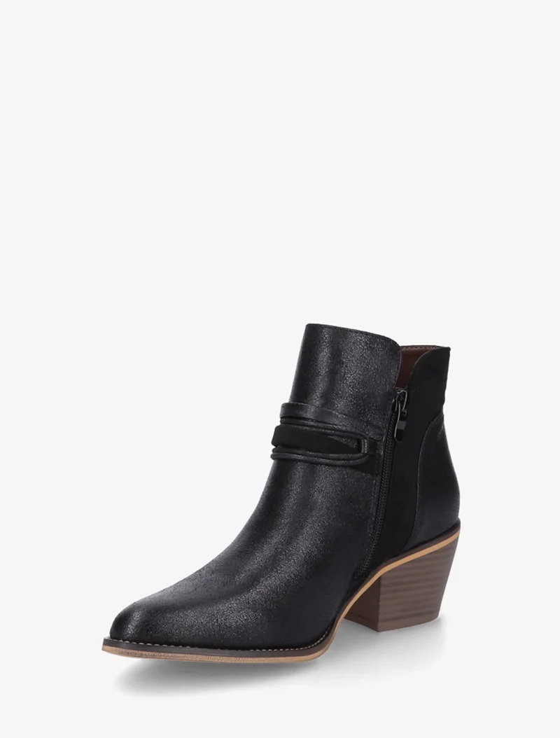 Bottines irisées à liens décoratifs - Noir