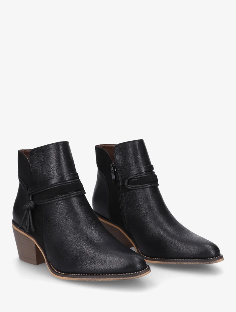 Bottines irisées à liens décoratifs - Noir