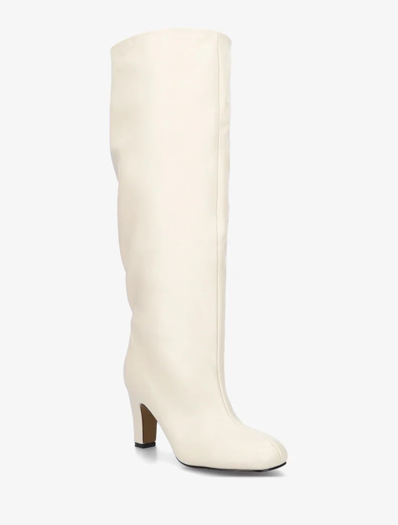 Bottes en simili à bouts ronds - Beige