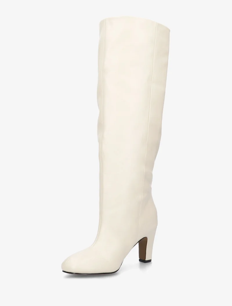 Bottes en simili à bouts ronds - Beige