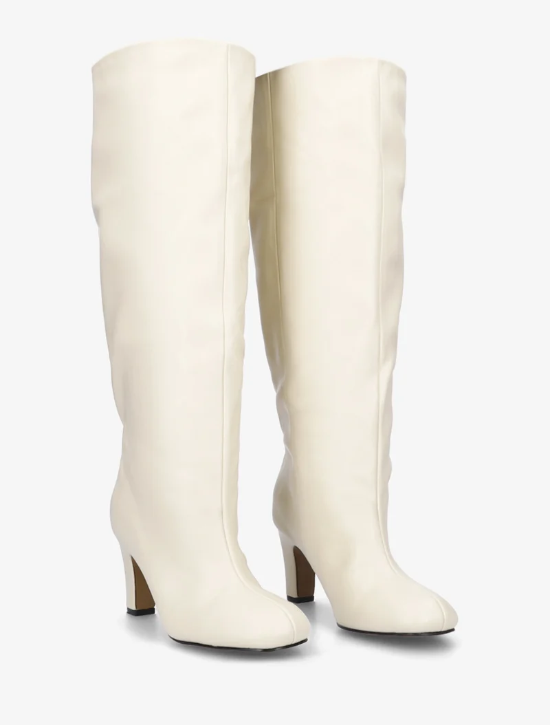 Bottes en simili à bouts ronds - Beige