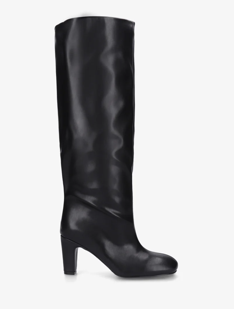 Bottes en simili à bouts ronds - Noir