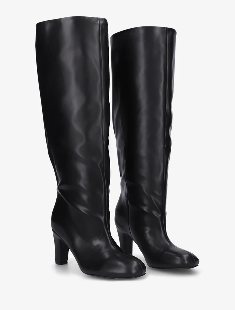 Bottes en simili à bouts ronds - Noir