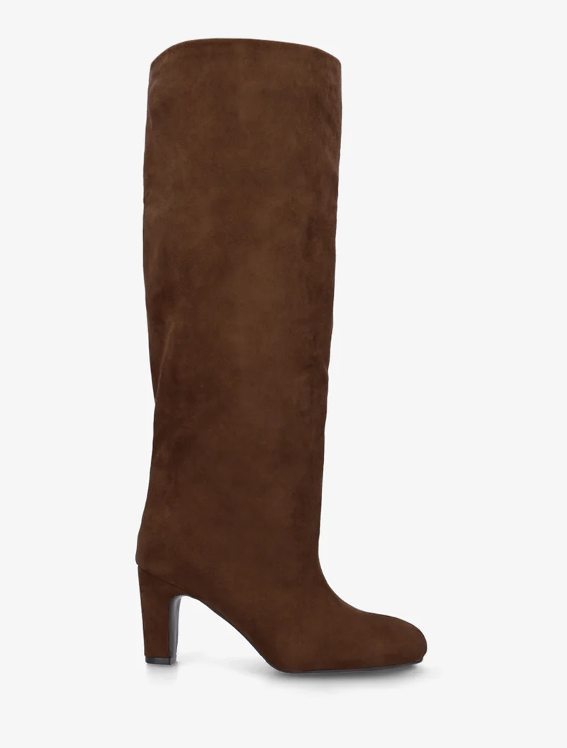 Bottes en suédine à bouts ronds - Camel