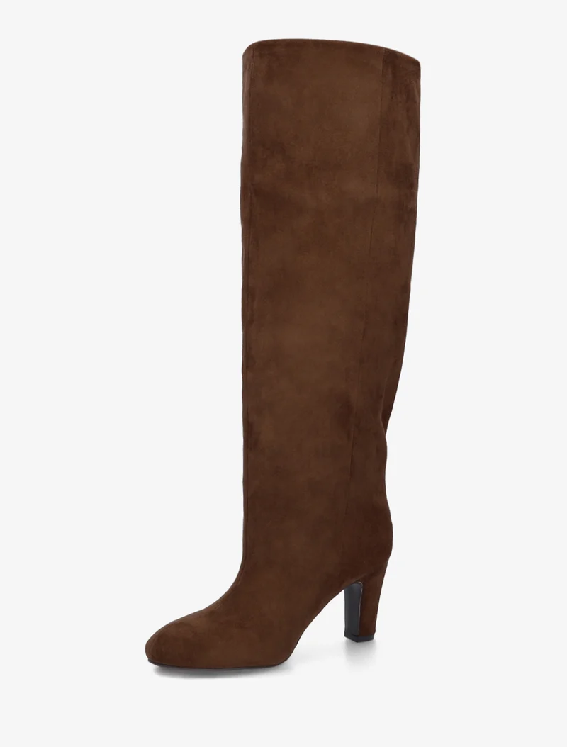 Bottes en suédine à bouts ronds - Camel