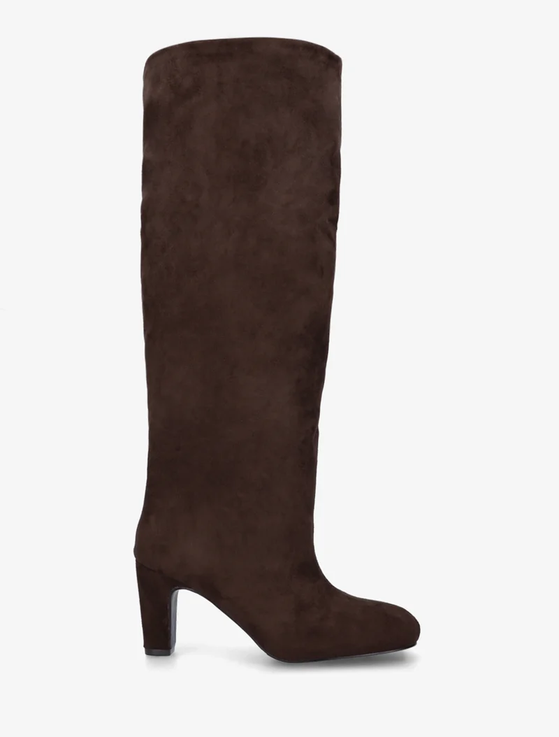 Bottes en suédine à bouts ronds - Marron