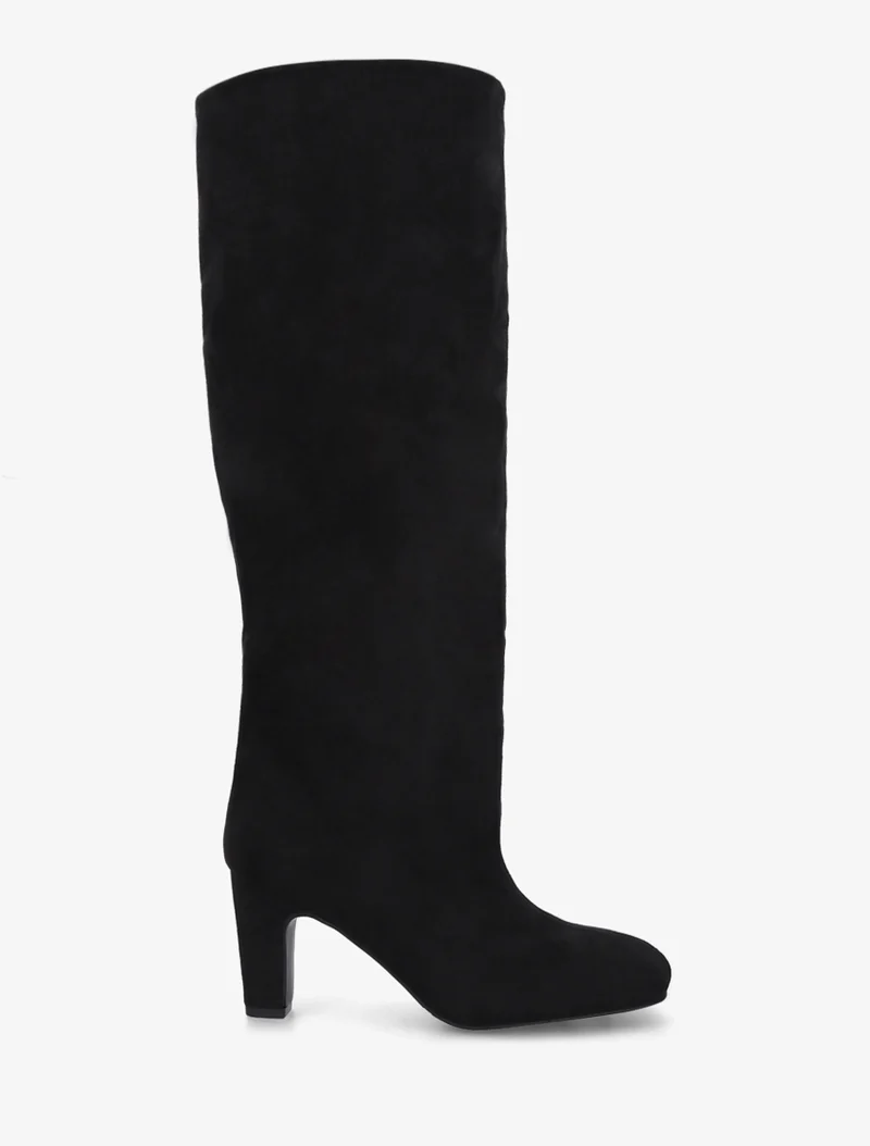 Bottes en suédine à bouts ronds - Noir