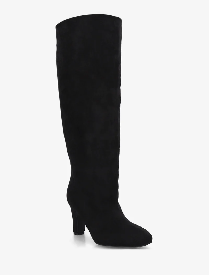 Bottes en suédine à bouts ronds - Noir