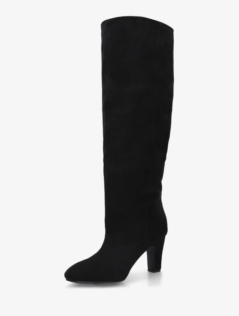 Bottes en suédine à bouts ronds - Noir
