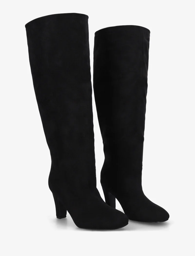 Bottes en suédine à bouts ronds - Noir