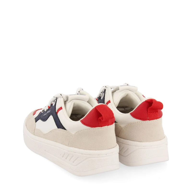 WHITE SNEAKERS WITH BLUE AND RED DETAILS AND TREKKING LACES FOR KIDS CARLYLE