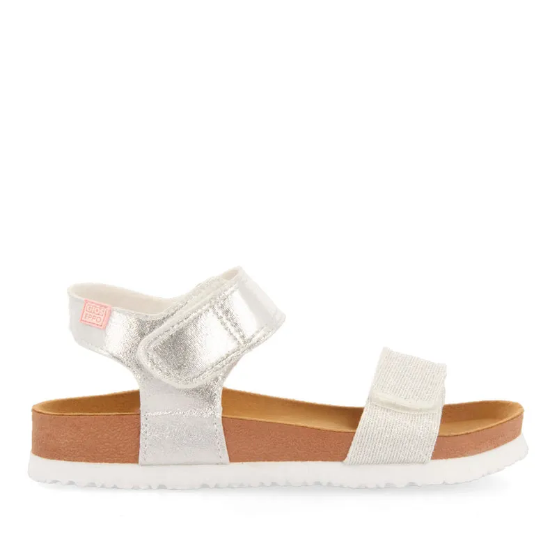 SILVER AND WHITE BIO FLIP FLOPS FOR GIRL ARANSAS