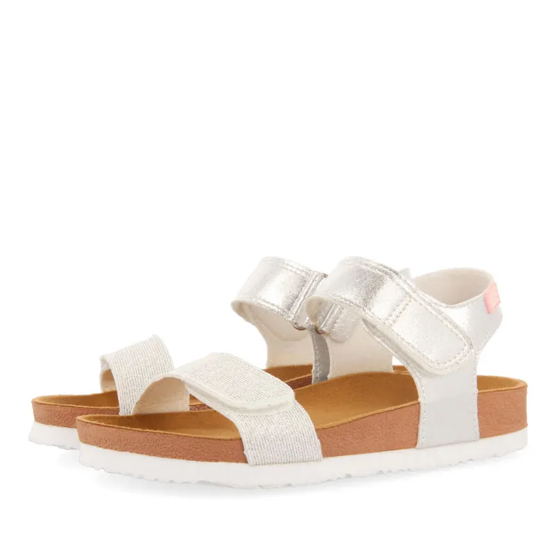 SILVER AND WHITE BIO FLIP FLOPS FOR GIRL ARANSAS