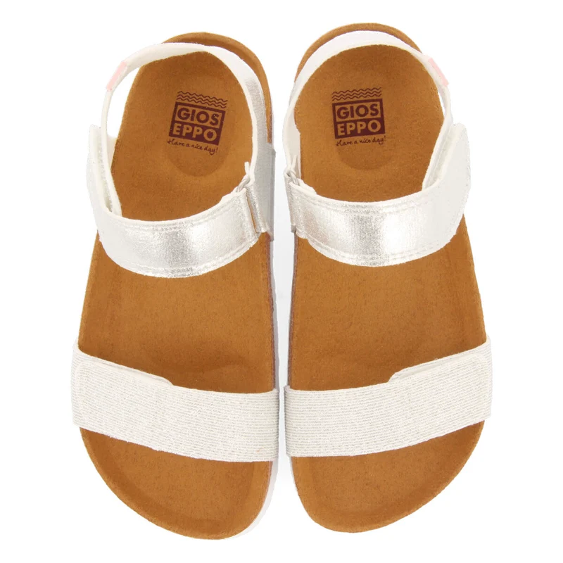 WHITE AND SILVER BIO FLIP FLOPS FOR GIRL ARANSAS