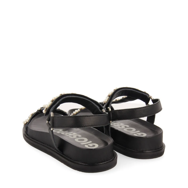 BLACK BIO SANDALS WITH PEARL DETAILS FOR WOMAN SLIDELL