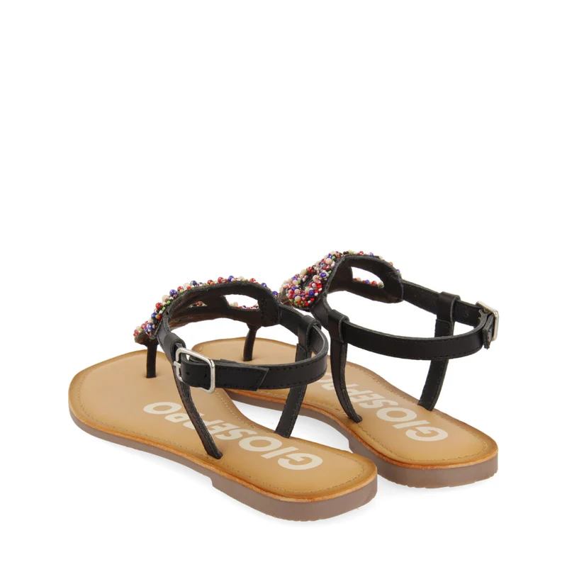 BLACK SANDALS WITH RHINESTONES FOR WOMAN YPANE
