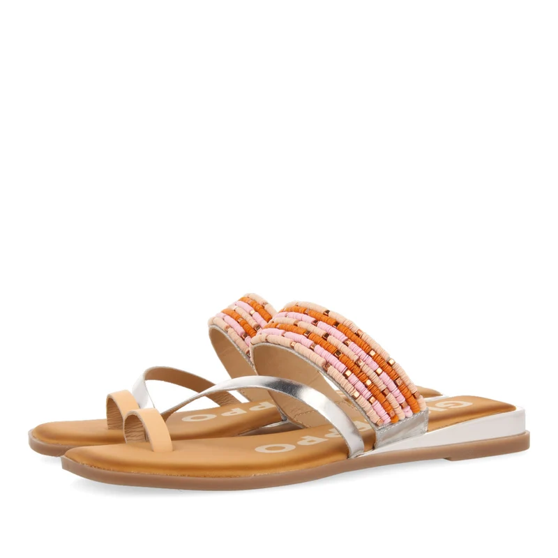 SILVER MINI WEDGE SANDALS DETAILED WITH BEADS FOR WOMAN COTTLE