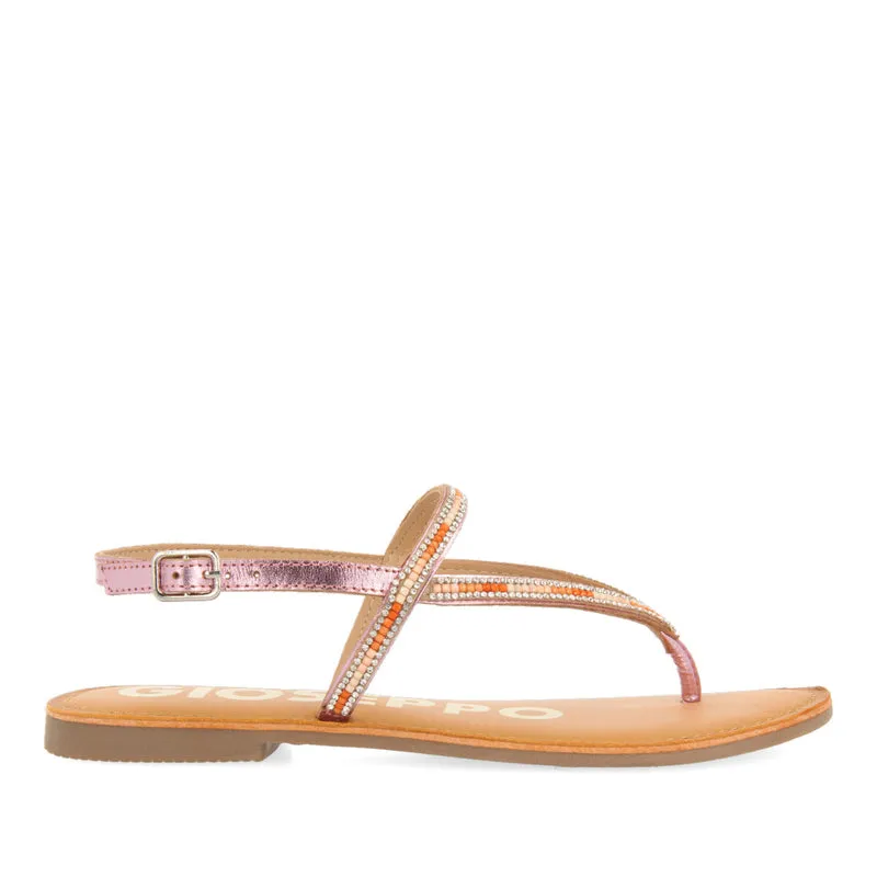 PINK SANDALS WITH STRAPS AND BEADS FOR WOMAN SULLANA