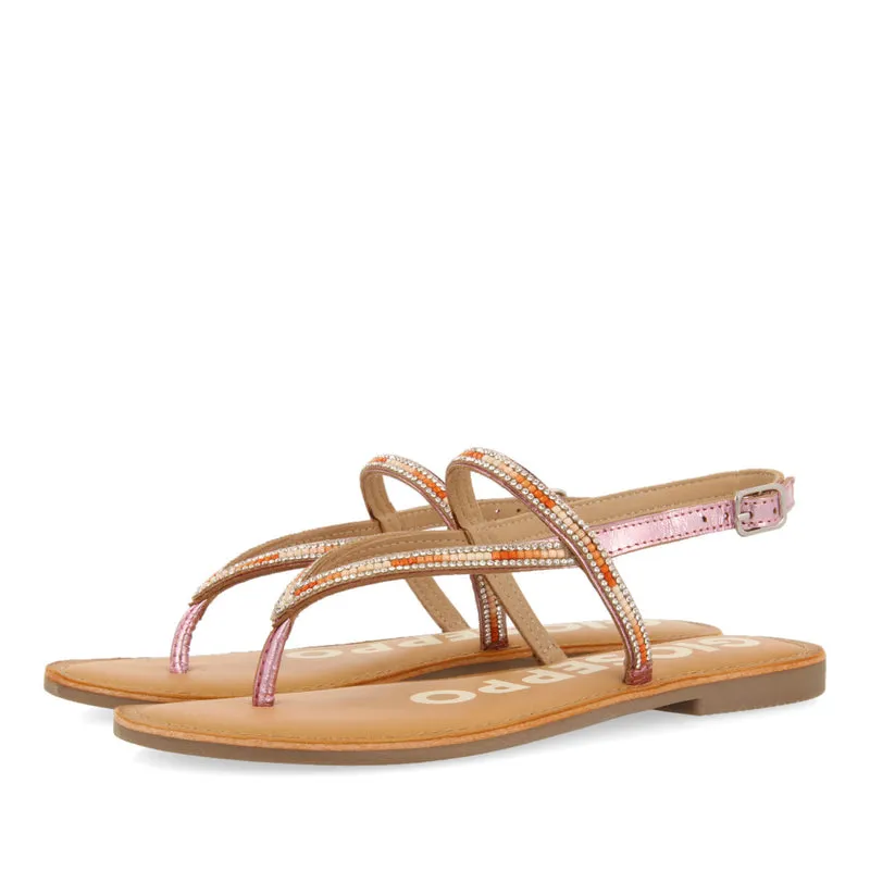 PINK SANDALS WITH STRAPS AND BEADS FOR WOMAN SULLANA