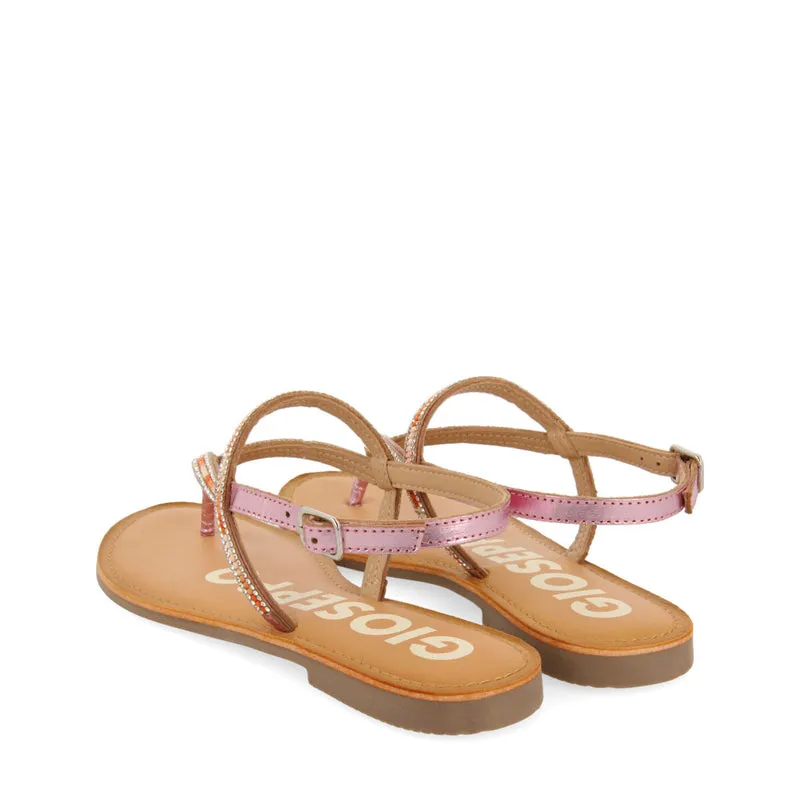PINK SANDALS WITH STRAPS AND BEADS FOR WOMAN SULLANA