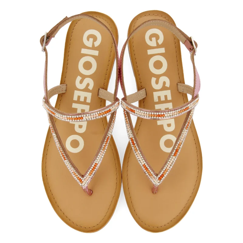 PINK SANDALS WITH STRAPS AND BEADS FOR WOMAN SULLANA