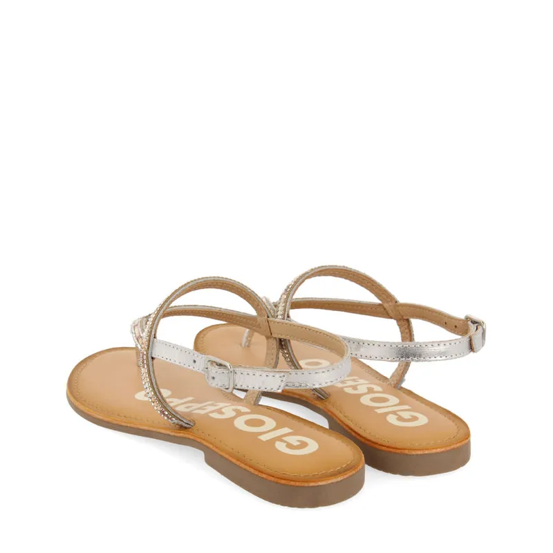 SILVER SANDALS WITH STRAPS AND BEADS FOR WOMAN SULLANA