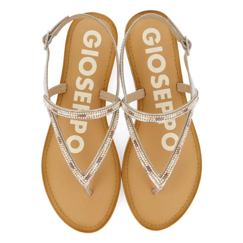SILVER SANDALS WITH STRAPS AND BEADS FOR WOMAN SULLANA