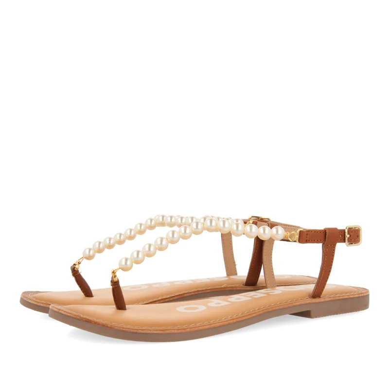 BROWN SANDALS WITH PEARL DETAILS FOR WOMAN MILDURA
