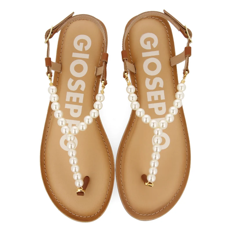 BROWN SANDALS WITH PEARL DETAILS FOR WOMAN MILDURA