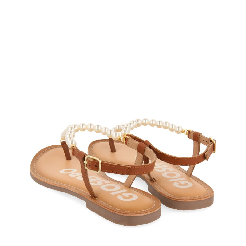 BROWN SANDALS WITH PEARL DETAILS FOR WOMAN MILDURA