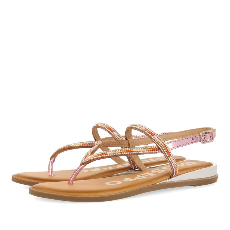 PINK SANDALS WITH STRAPS AND MULTICOLORED BEADS FOR WOMAN BELCHER
