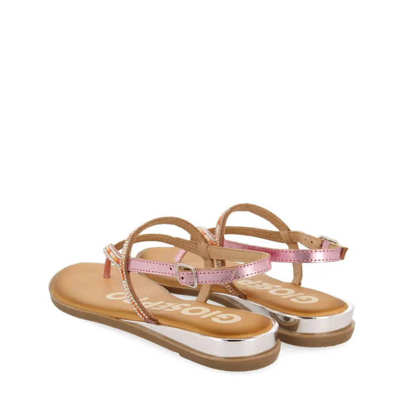 PINK SANDALS WITH STRAPS AND MULTICOLORED BEADS FOR WOMAN BELCHER
