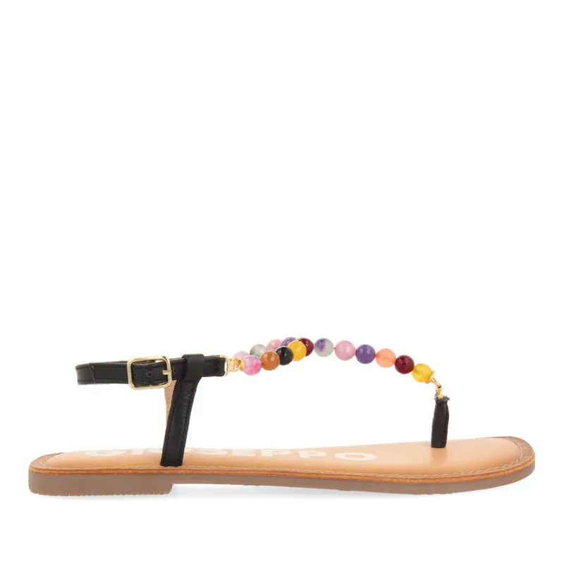BLACK SANDALS WITH RHINESTONES FOR WOMAN IONIA