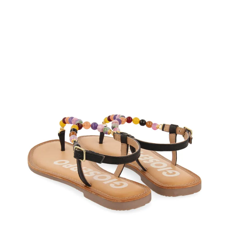 BLACK SANDALS WITH RHINESTONES FOR WOMAN IONIA