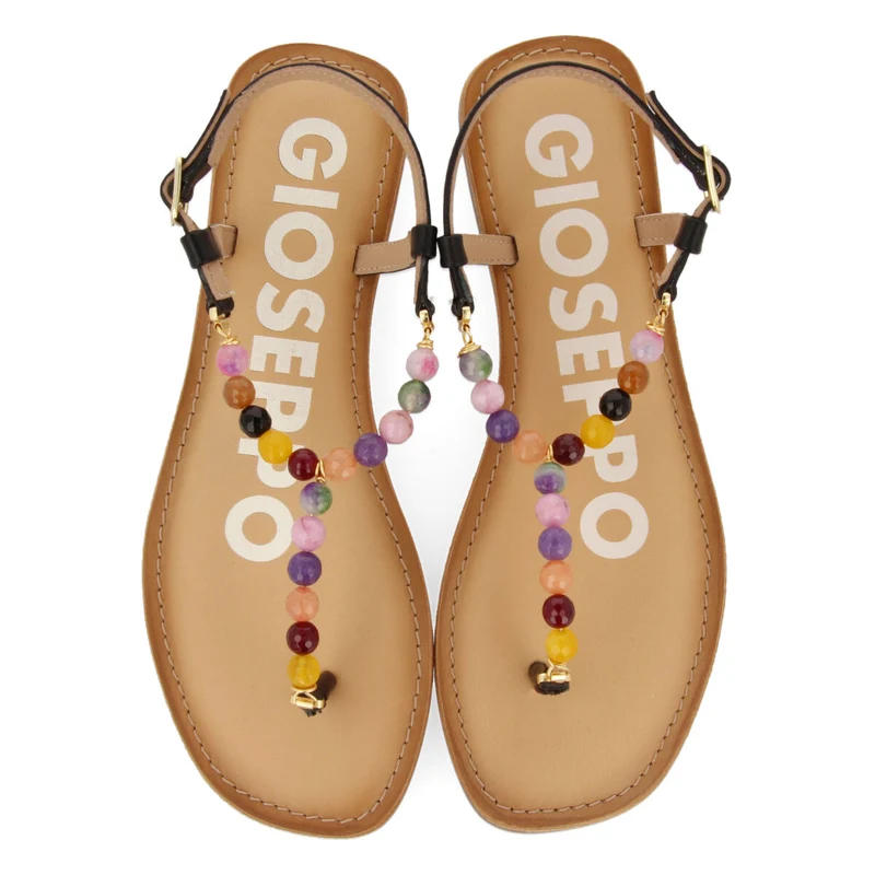 BLACK SANDALS WITH RHINESTONES FOR WOMAN IONIA