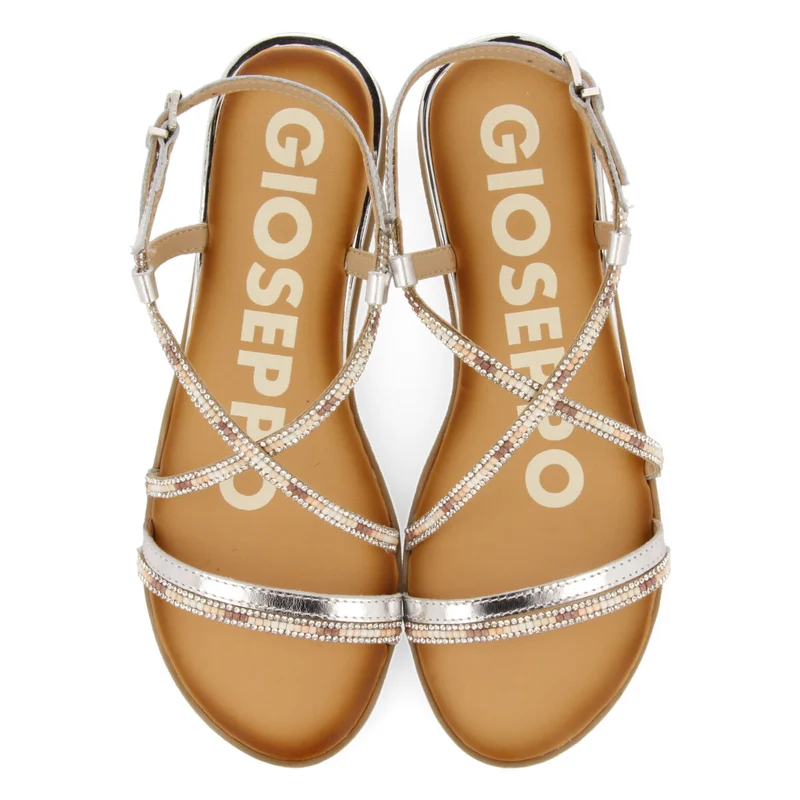 SILVER SANDALS WITH STRAPS AND MULTICOLORED BEADS FOR WOMAN BARACOA