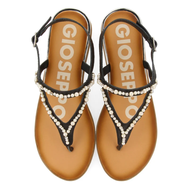 BLACK SANDALS DETAILED WITH PEARLS FOR WOMAN KLEBERG
