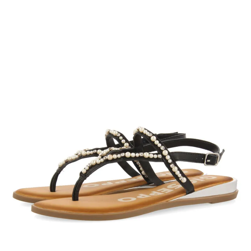 BLACK SANDALS DETAILED WITH PEARLS FOR WOMAN KLEBERG